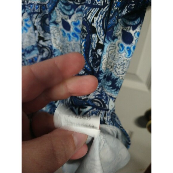 CPOKRTWSO Woman 2X Blouse Blue Paisley Soft S/S Relaxed Fit - Picture 8 of 9